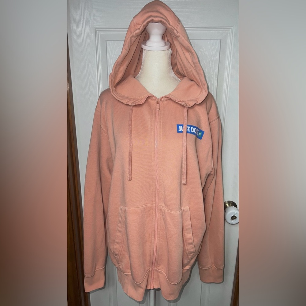 (READ) Nike Hoodie Sweatshirt Orange Full Zip Unisex Men’s L (Women’s XL)